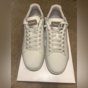 Calvin Klein Men's Off-White Leather Lace-Up Sneakers